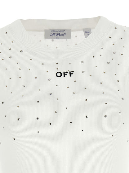 White Viscose Sleeveles T-Shirt