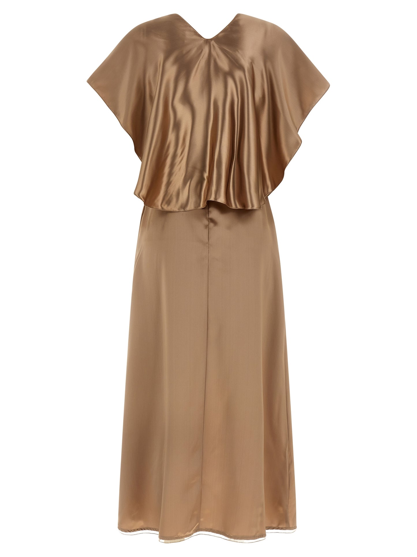 Beige Viscose Midi Dress
