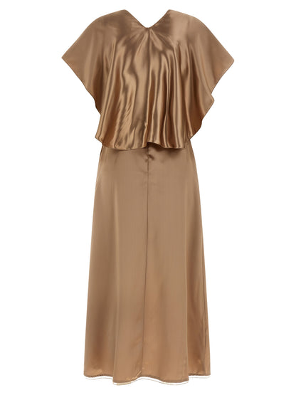 Beige Viscose Midi Dress