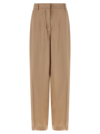 Beige Viscose Casual Pants