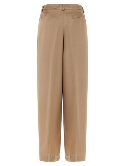 Beige Viscose Casual Pants