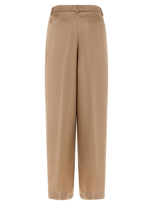 Beige Viscose Casual Pants