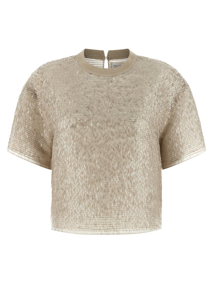 Beige Silk T-Shirt