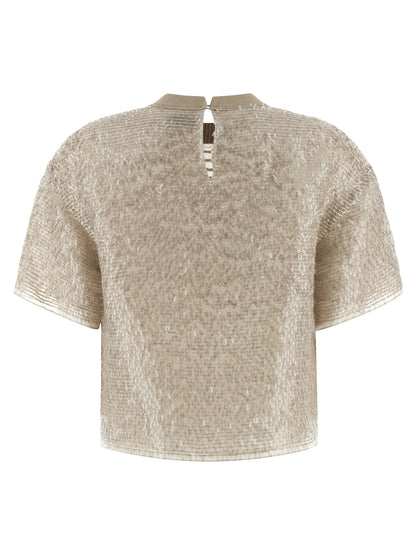Beige Silk T-Shirt
