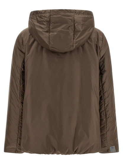 Brown Polyester Full-Length Jacket