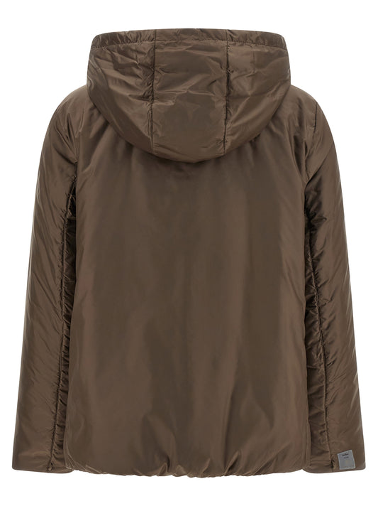 Brown Polyester Full-Length Jacket