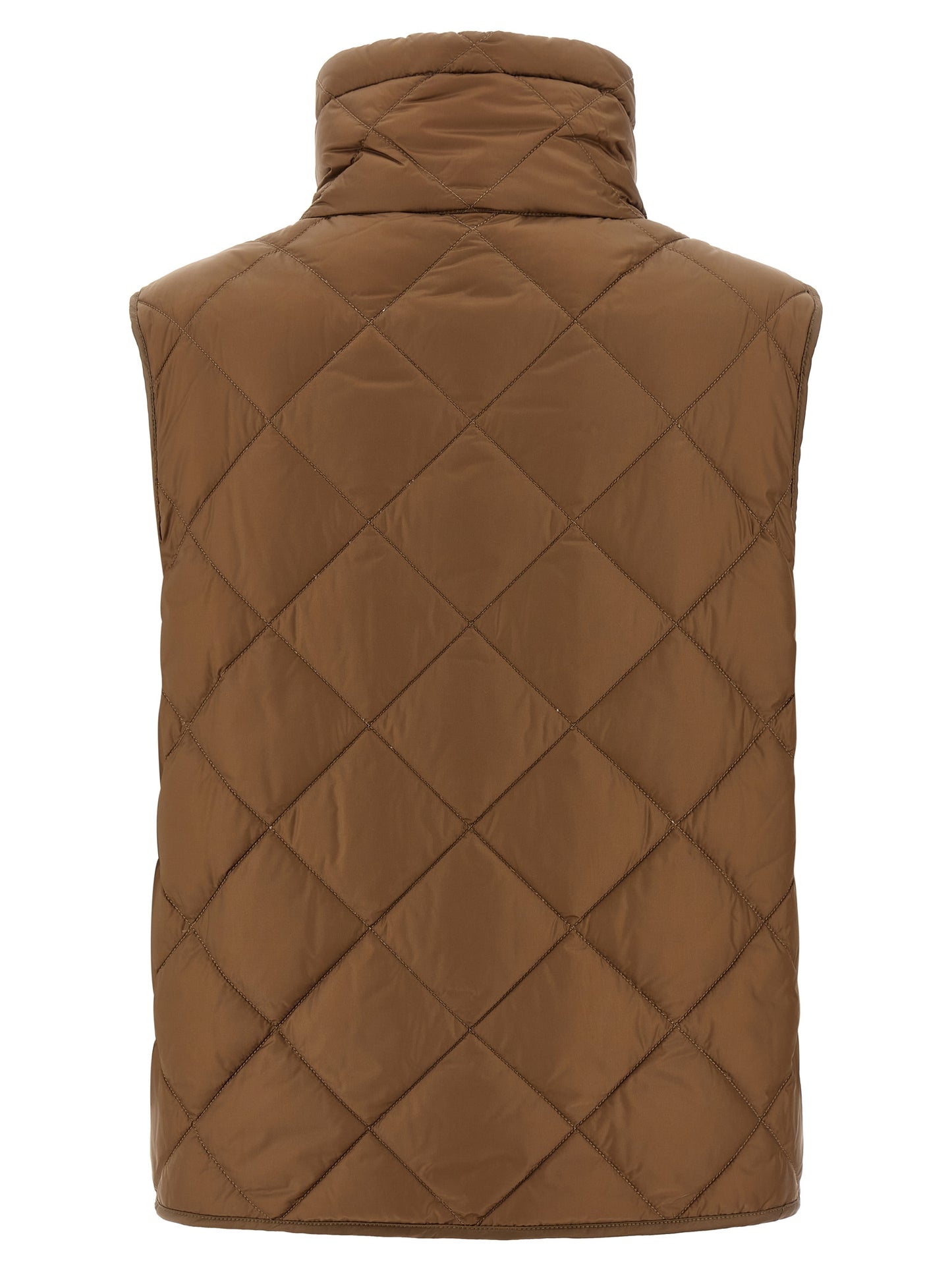 Brown Polyamide Sleeveless Jacket