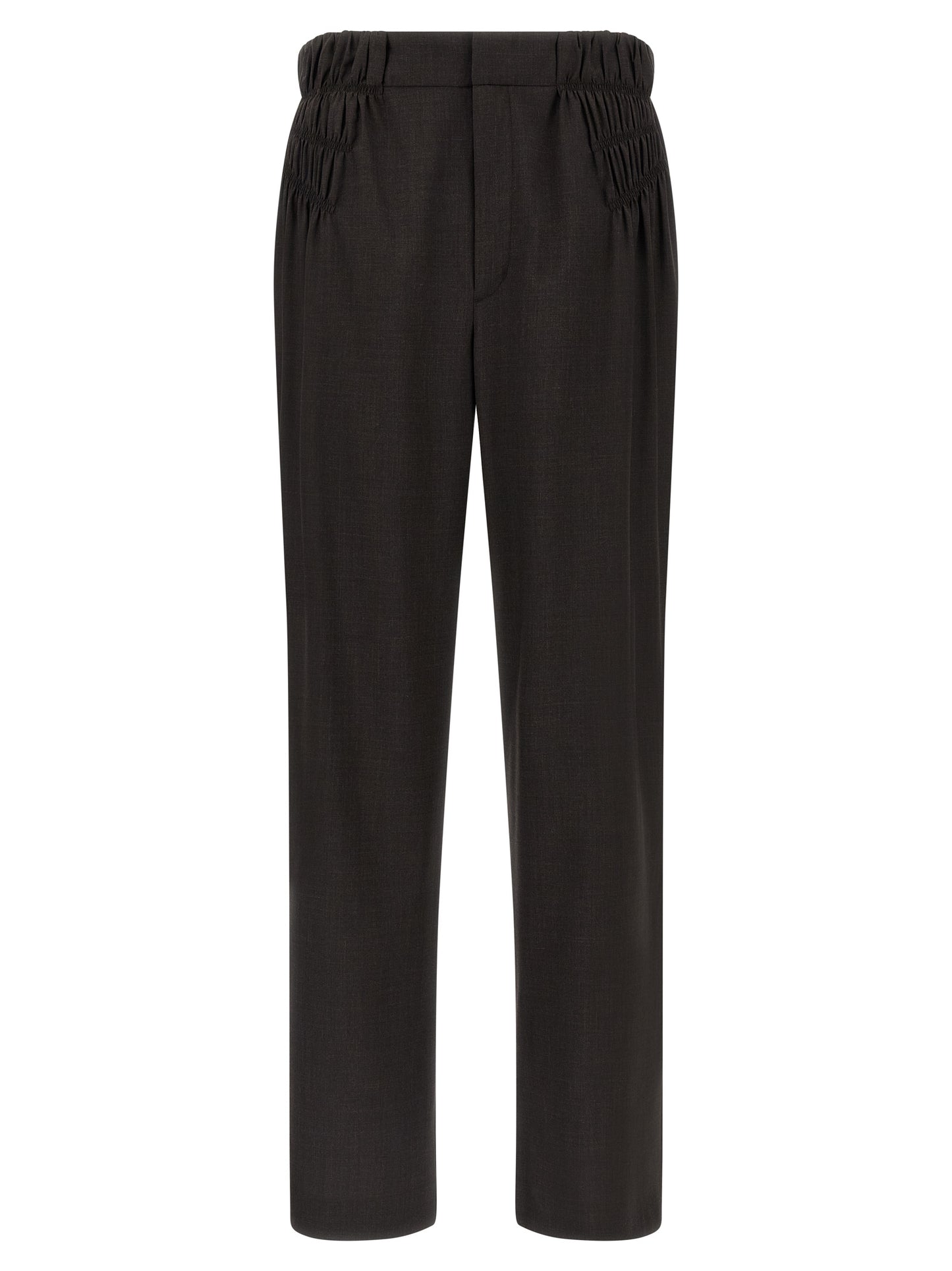 Brown Virgin Wool Casual Pants
