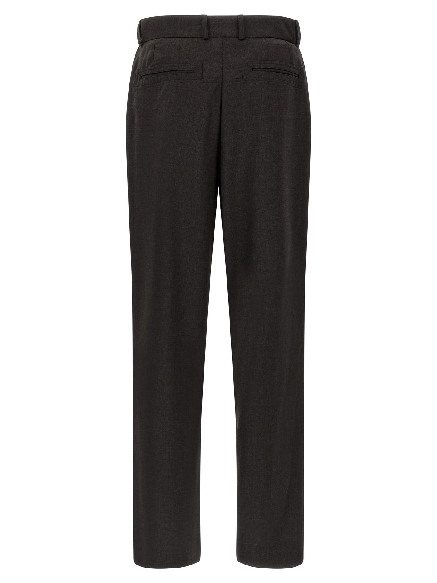 Brown Virgin Wool Casual Pants