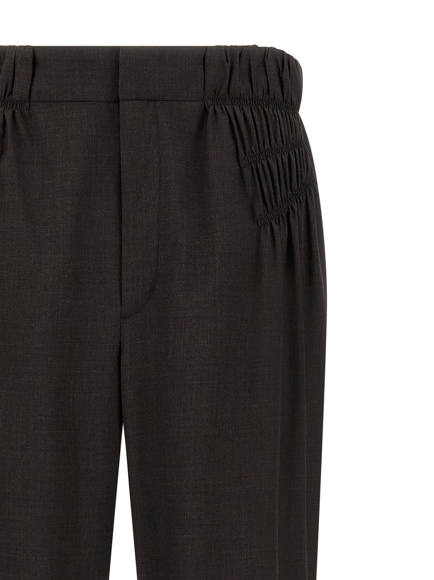 Brown Virgin Wool Casual Pants