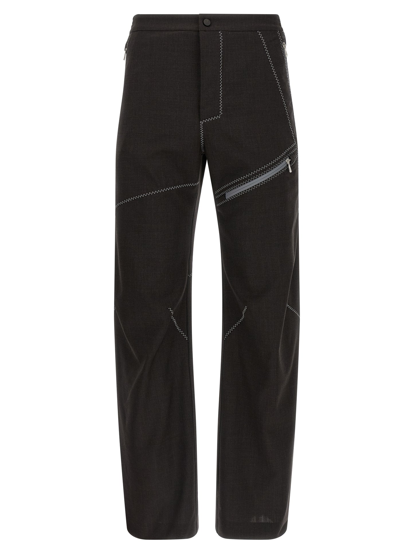 Brown Virgin Wool Casual Pants