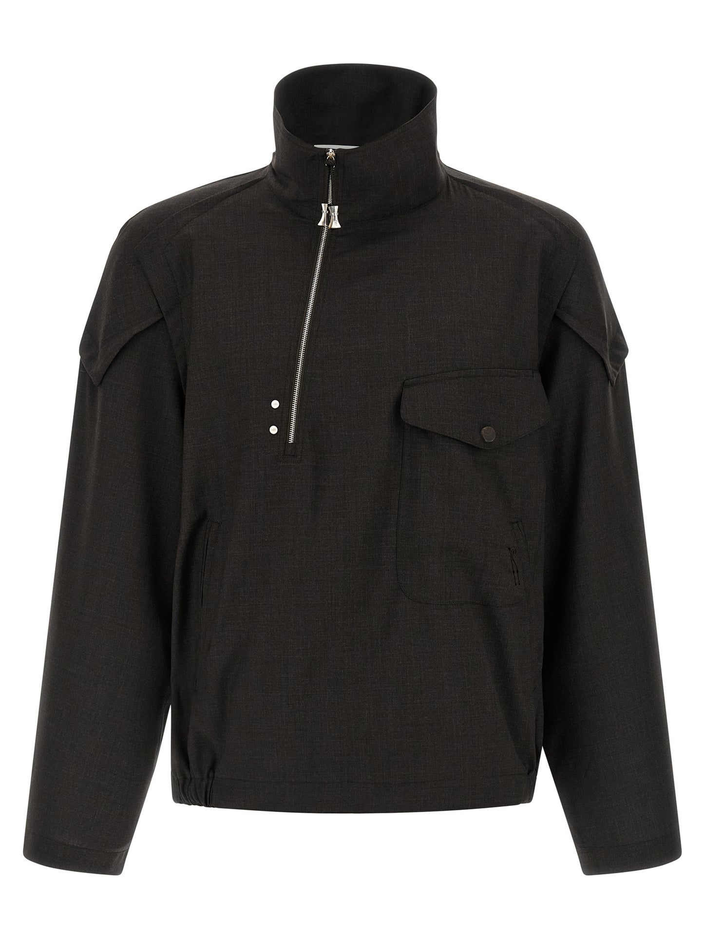 Brown Virgin Wool Full-Length Jacket