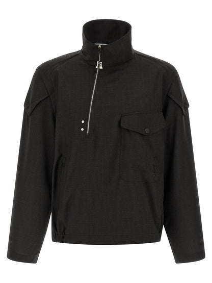 Brown Virgin Wool Full-Length Jacket