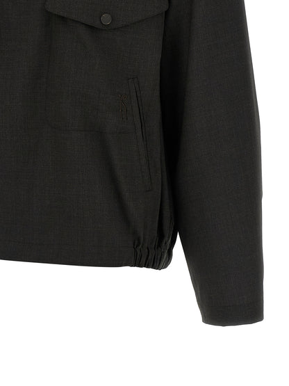 Brown Virgin Wool Full-Length Jacket
