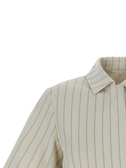 Beige Cotton Full-Length Jacket