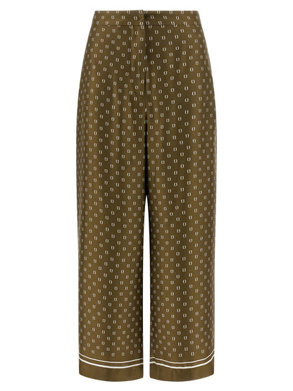 Bicolor Silk Casual Pants