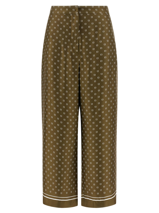 Bicolor Silk Casual Pants