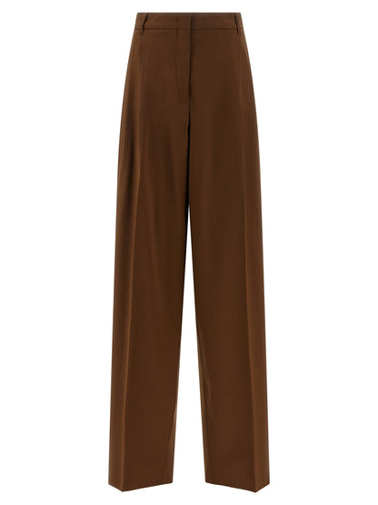 Brown Virgin Wool Casual Pants