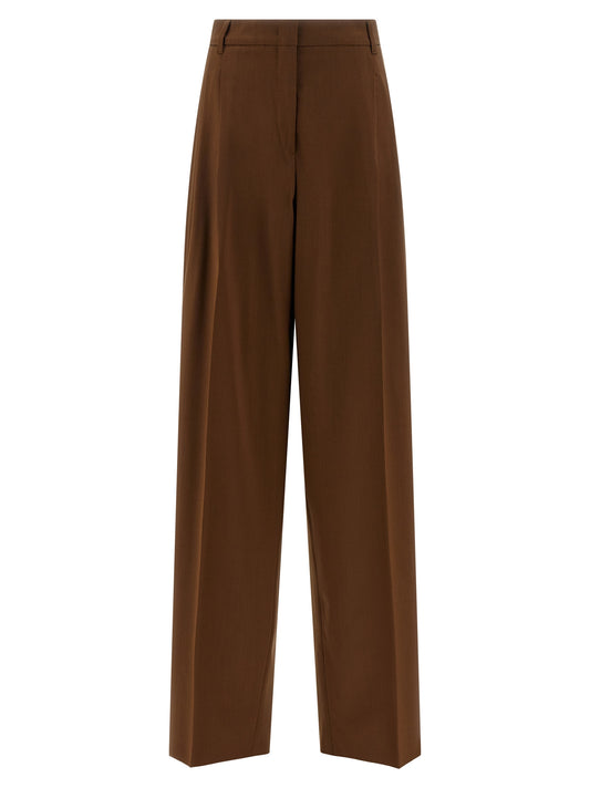 Brown Virgin Wool Casual Pants