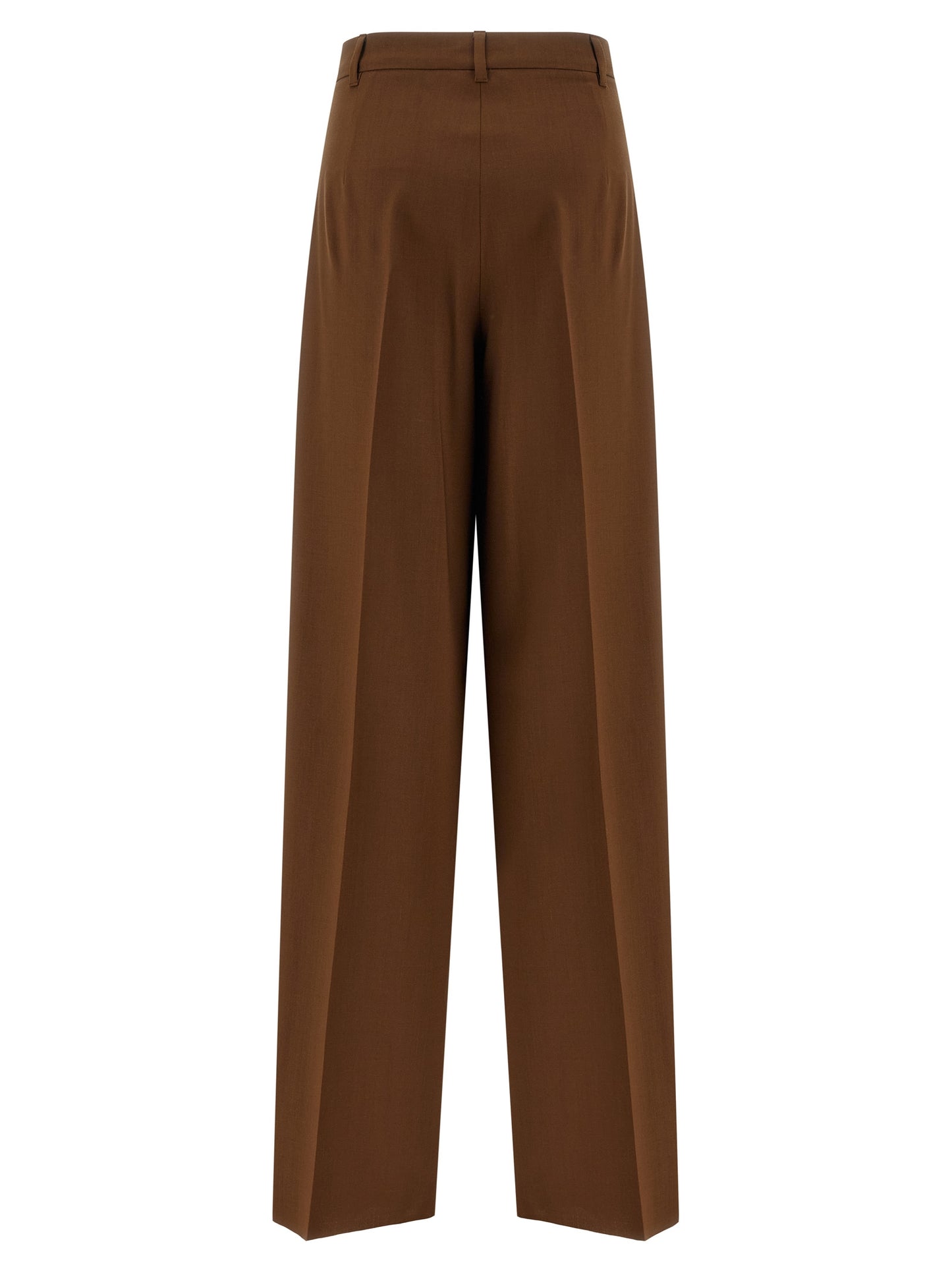 Brown Virgin Wool Casual Pants