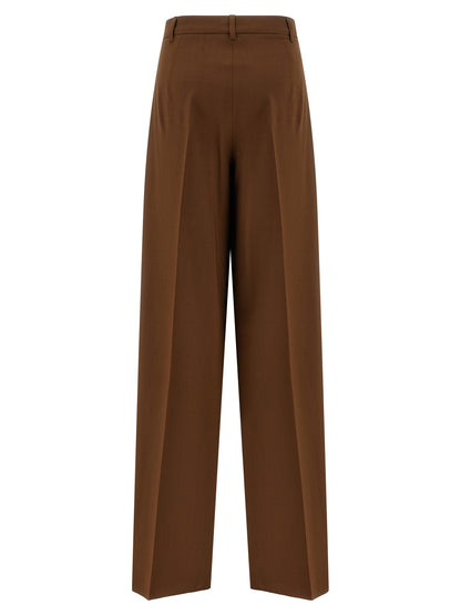 Brown Virgin Wool Casual Pants