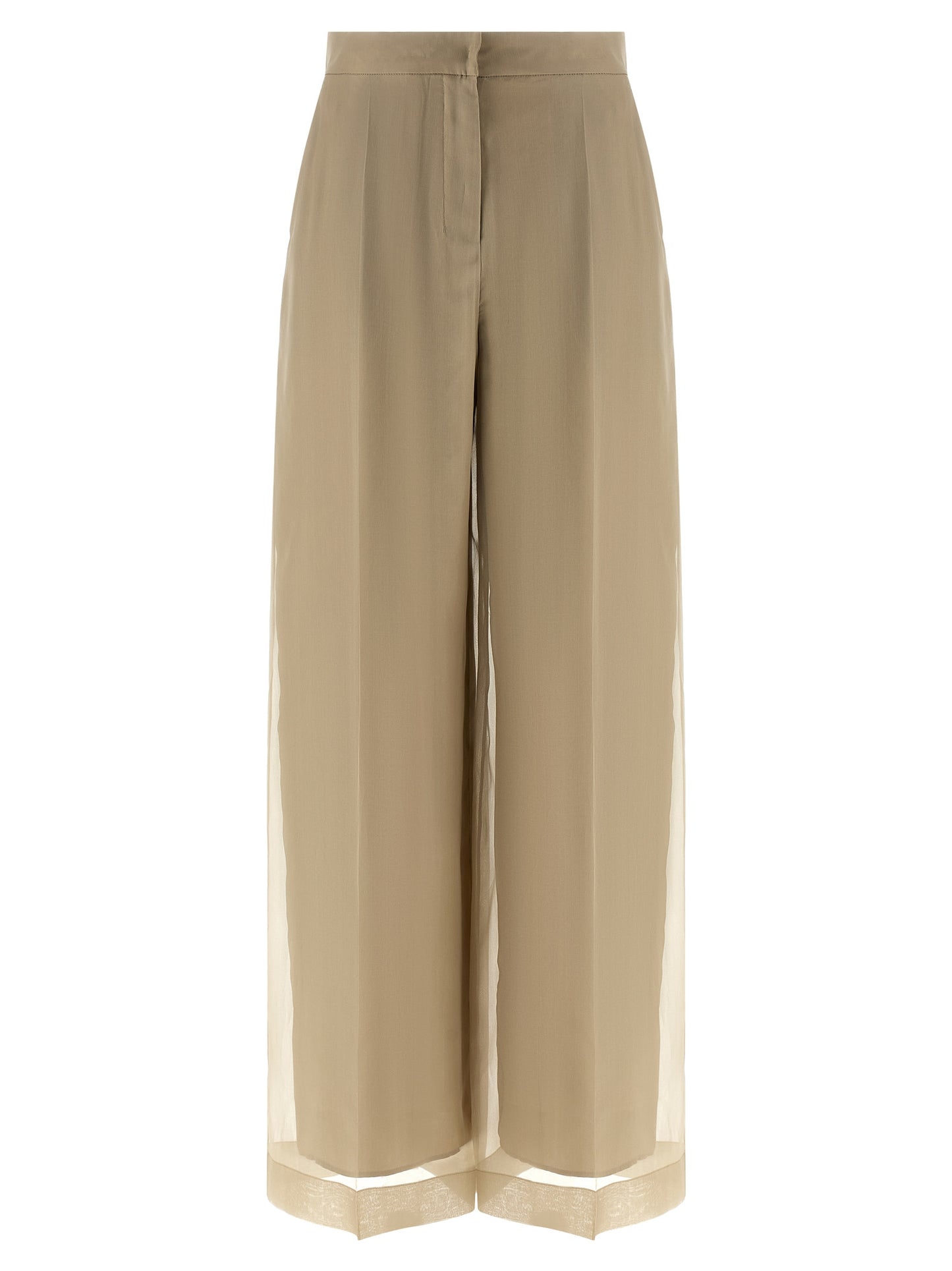 Beige Silk Casual Pants