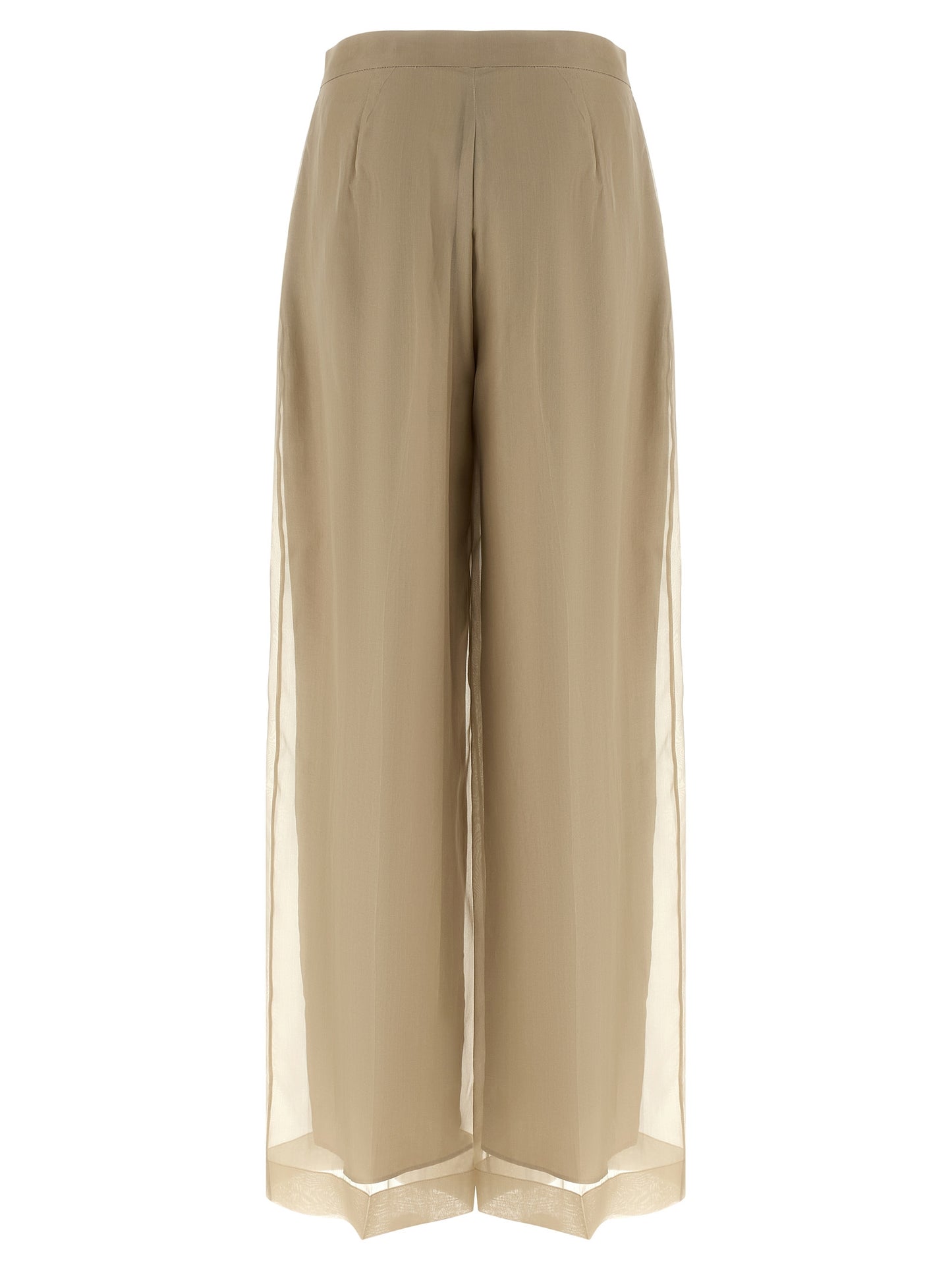 Beige Silk Casual Pants