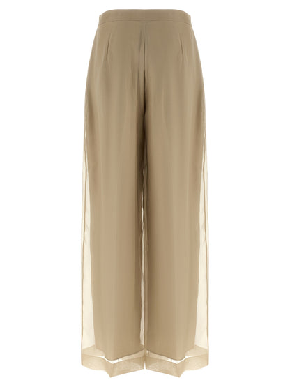 Beige Silk Casual Pants