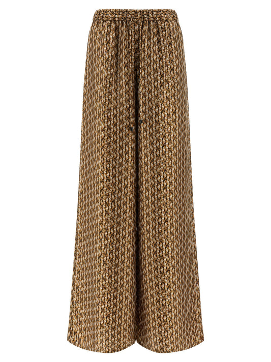 Brown Silk Casual Pants