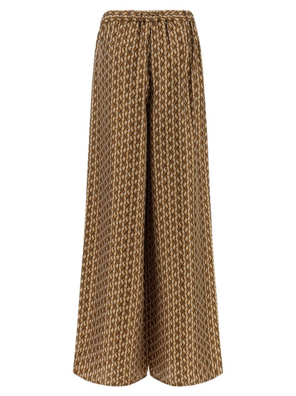 Brown Silk Casual Pants