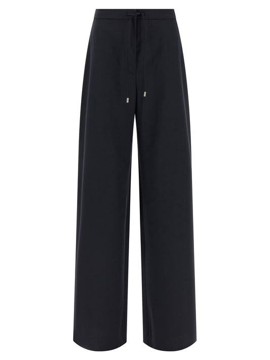 Blue Virgin Wool Casual Pants