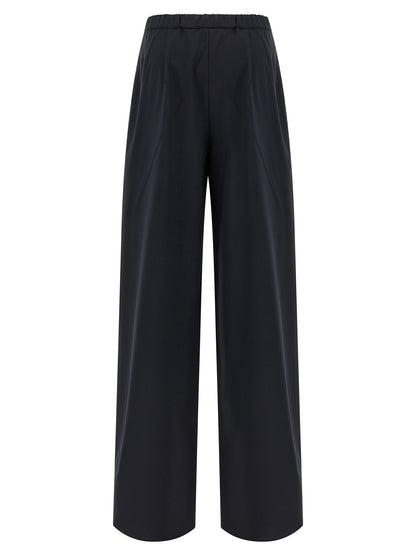 Blue Virgin Wool Casual Pants