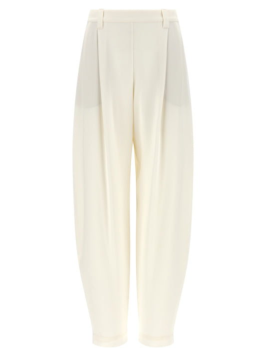 Beige Viscose Casual Pants