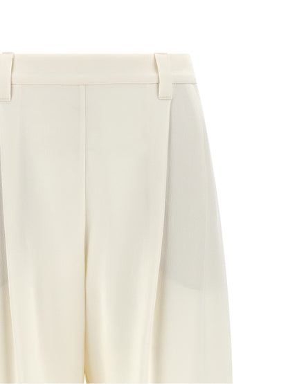 Beige Viscose Casual Pants