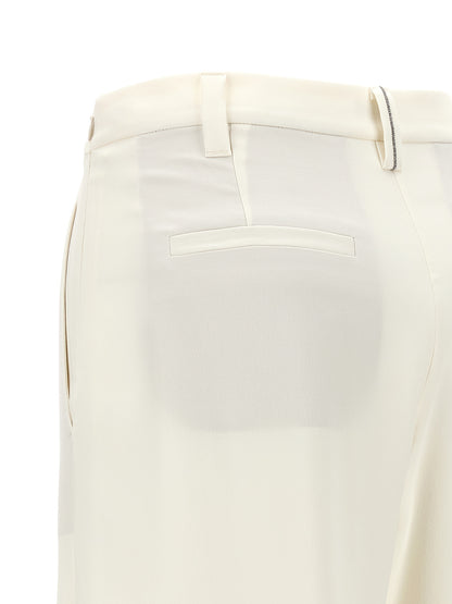 Beige Viscose Casual Pants