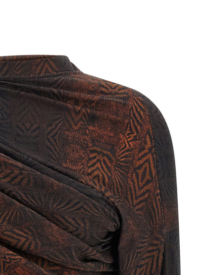 Brown Cotton Pattern Shirt