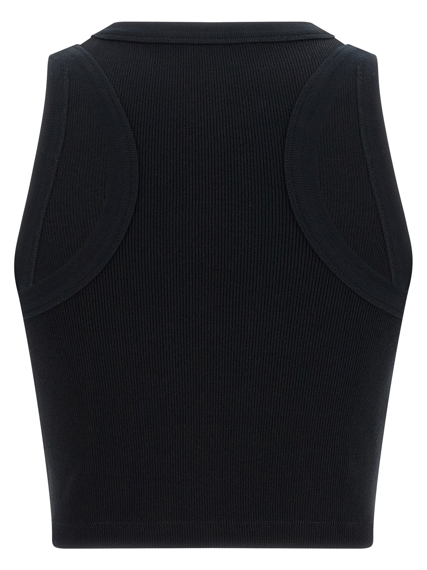 Black Cotton Sleeveles T-Shirt
