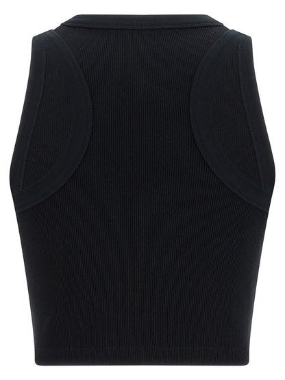 Black Cotton Sleeveles T-Shirt