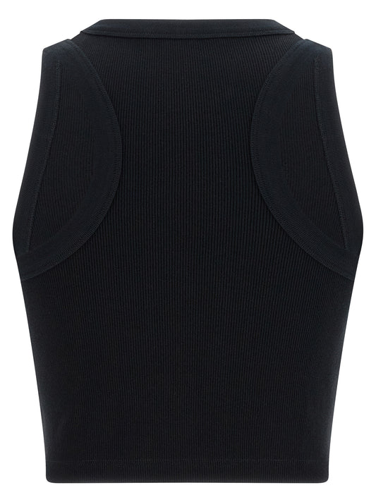 Black Cotton Sleeveles T-Shirt