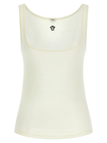 White Virgin Wool Sleeveles T-Shirt