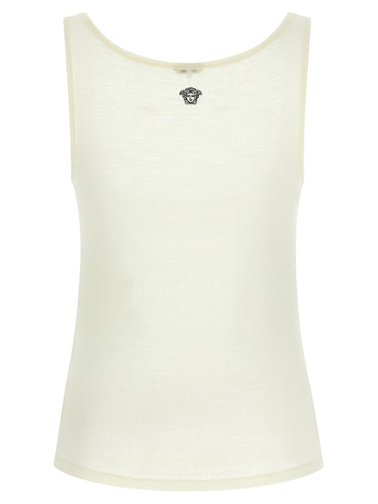 White Virgin Wool Sleeveles T-Shirt