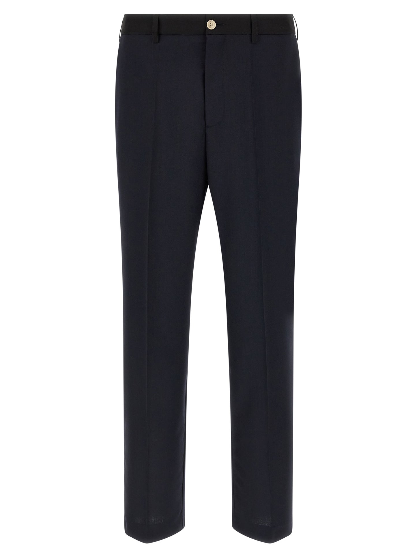 Blue Virgin Wool Casual Pants