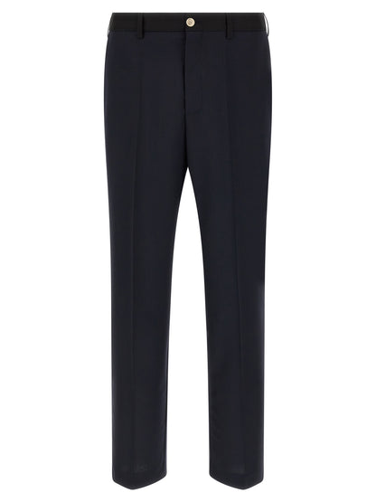 Blue Virgin Wool Casual Pants