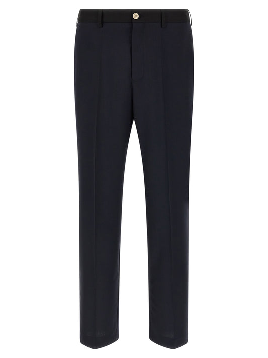 Blue Virgin Wool Casual Pants