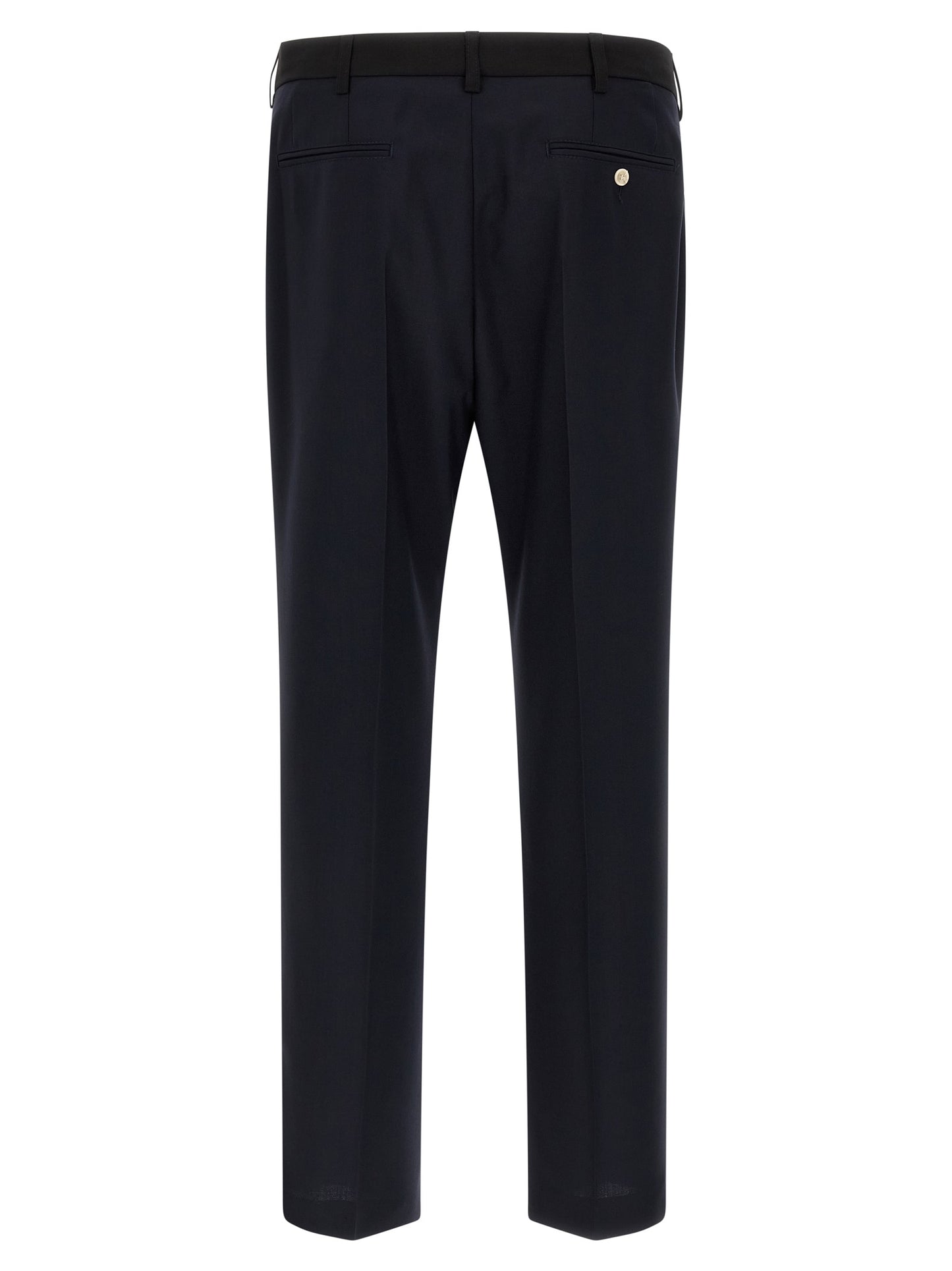 Blue Virgin Wool Casual Pants