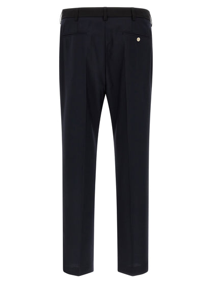 Blue Virgin Wool Casual Pants