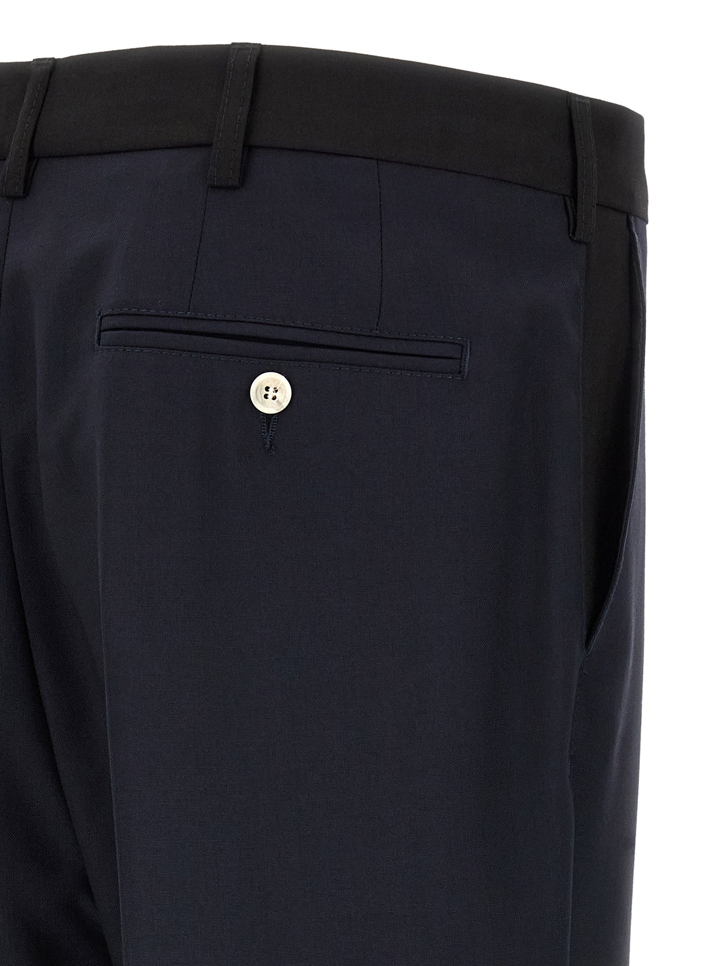 Blue Virgin Wool Casual Pants