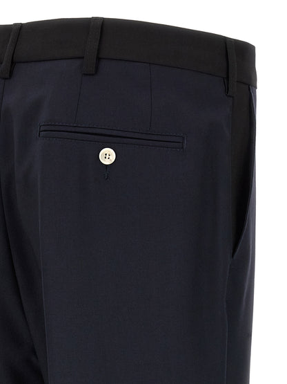 Blue Virgin Wool Casual Pants