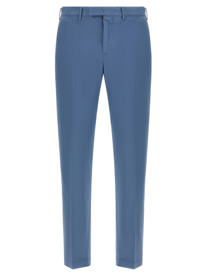 Blue Cotton Casual Pants