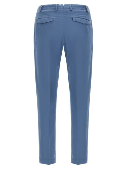 Blue Cotton Casual Pants
